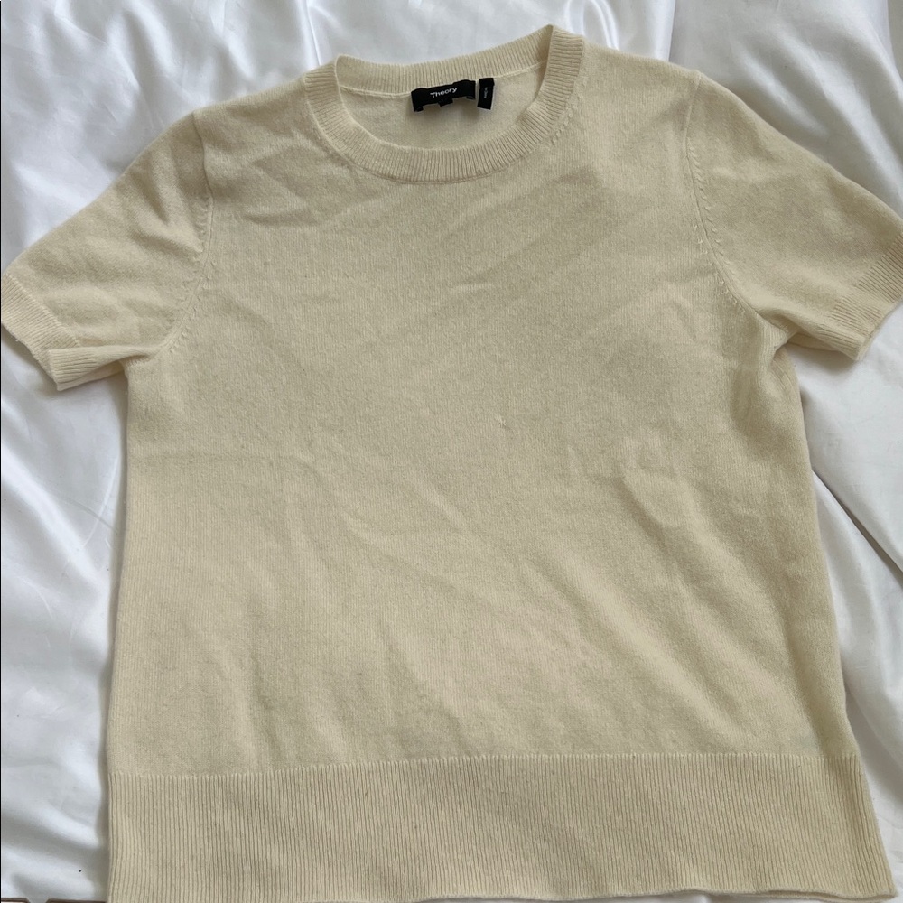 Theory Cream Short Sleeve Top
